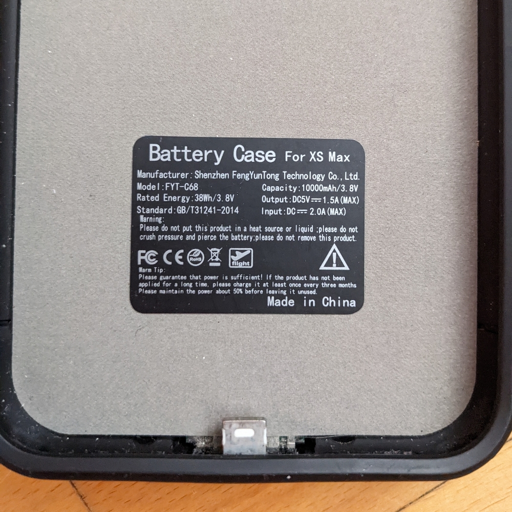 XS Max battery case, black